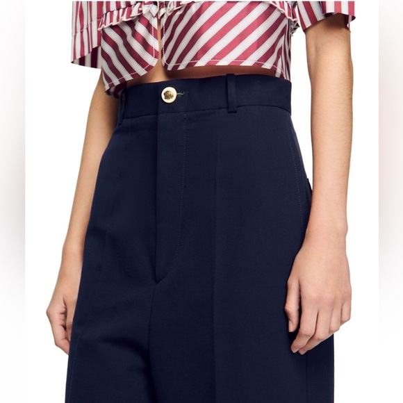 Sandro NWT Navy Wide-Leg Women's Pants - Picture 2 of 6